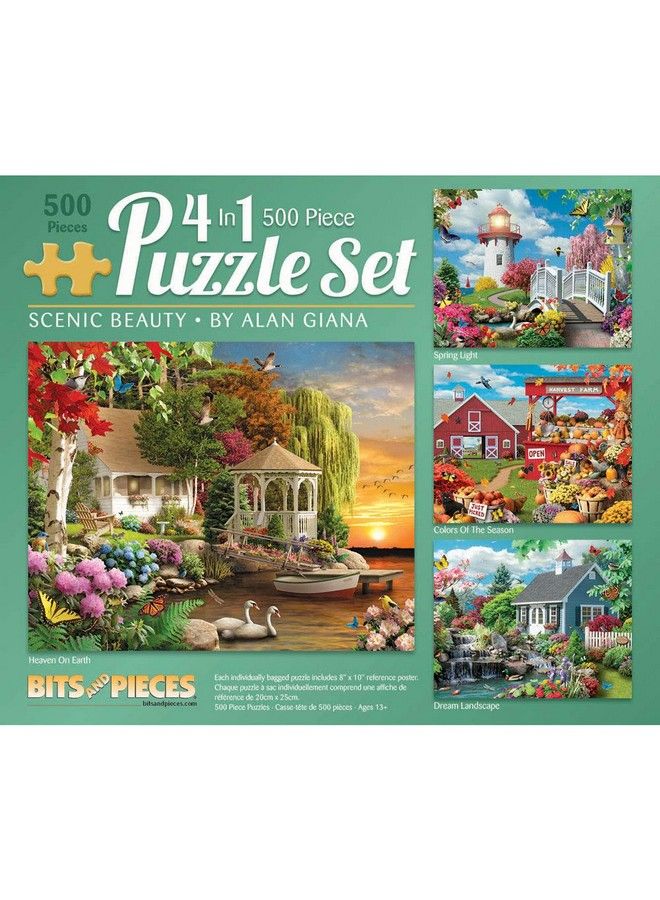 Bits and Pieces 4 In 1 Multi Pack 500 Piece Jigsaw Puzzles For Adults 500 Pc Large Piece Puzzle Set Bundle By Artist Alan Giana 16" X 20" - Image 2