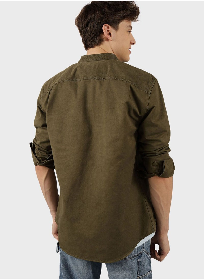 American Eagle - Band Collar Classic Fit Shirt - Image 1
