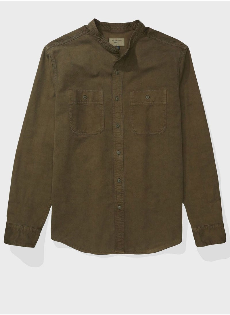American Eagle - Band Collar Classic Fit Shirt - Image 1