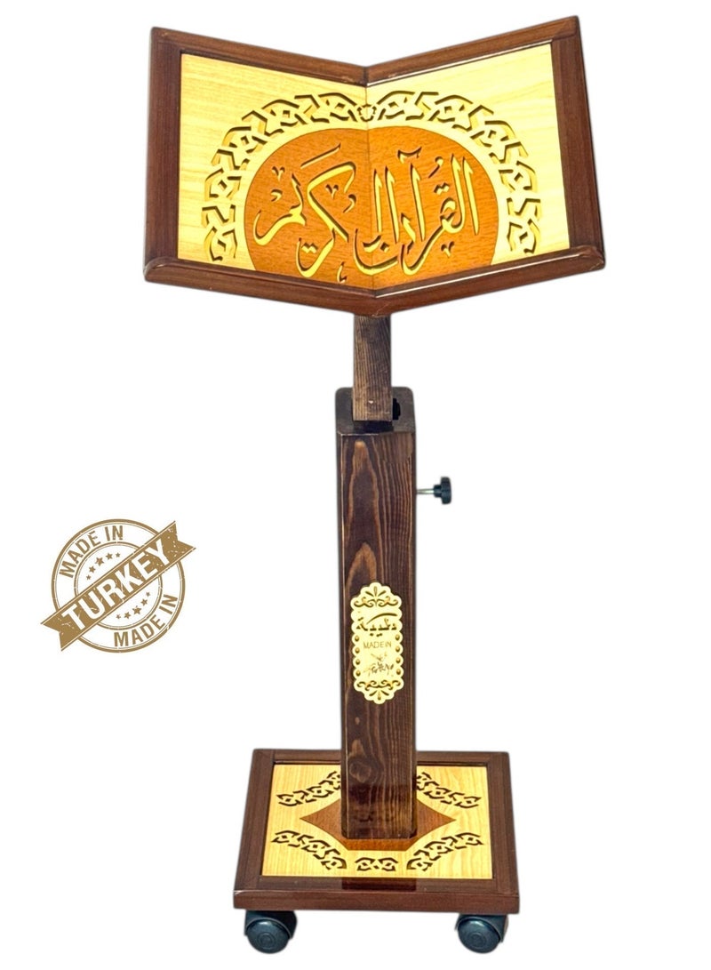 تايبا حامل مصحف خشبي فاخر - تصميم أنيق مع ارتفاع قابل للتعديل وقاعدة متحركة - Image 2