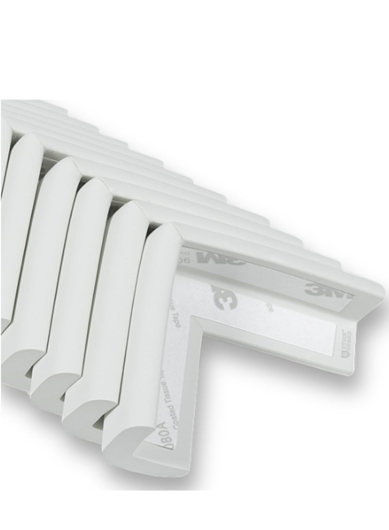 StickGuard Self Adhesive Table Corner Protectors (12 Pack), Pre Taped Baby Safety Corner Guards for Sharp Edges, Soft Edge Bumpers, Childproof Cushioning for Furniture, Desks, Coffee Tables - White - Image 1