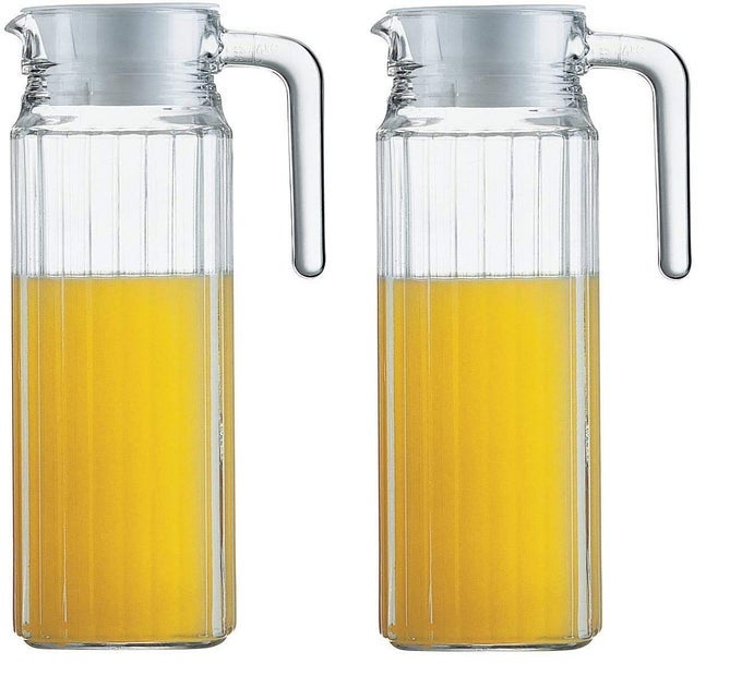 TABLEWARE WATER JUG PITCHER WITH LID PACK OF 2 TRANSPARENT1100 ML 1000 ML