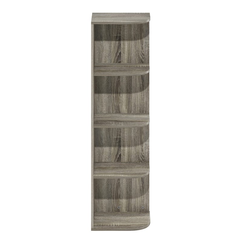 Furinno Pasir 4-Tier Corner Open Shelf Bookcase, French Oak - Image 5