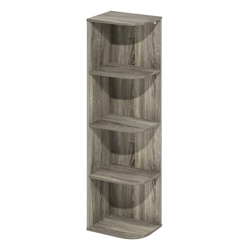 Furinno Pasir 4-Tier Corner Open Shelf Bookcase, French Oak - Image 4