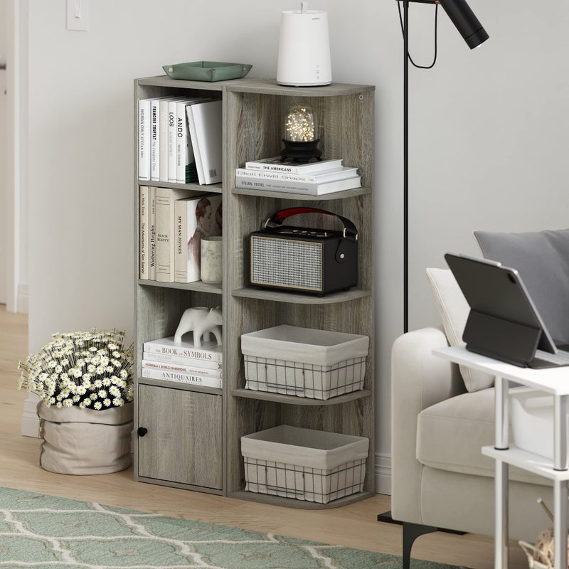 Furinno Pasir 4-Tier Corner Open Shelf Bookcase, French Oak - Image 2