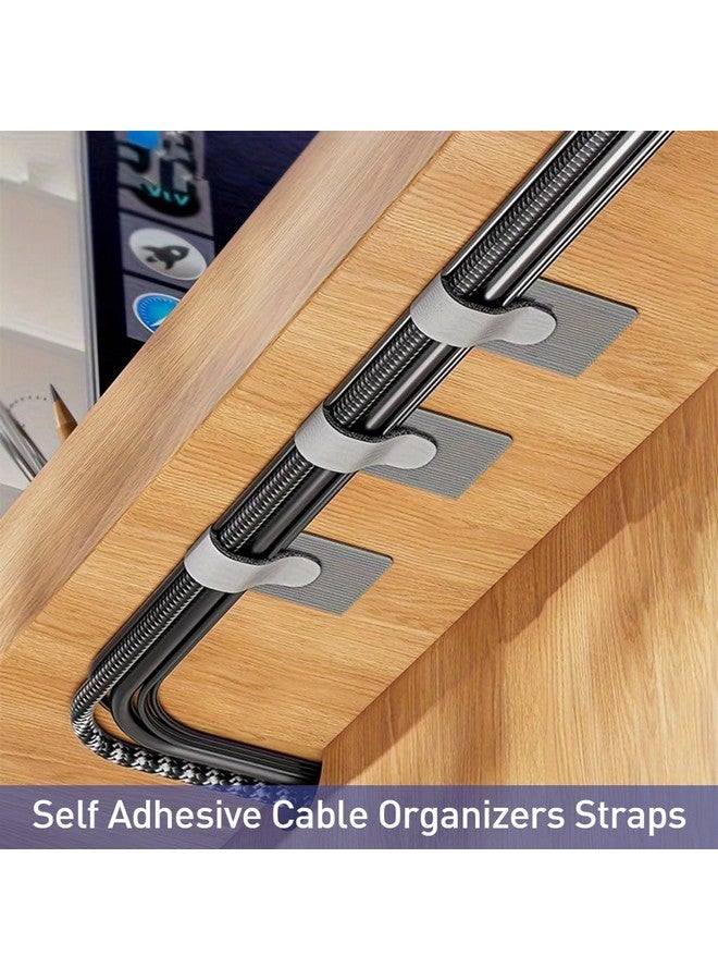 Serplex® 20Pcs Self Adhesive Nylon Cable Organizer Straps, 3.54" Reusable Hook & Loop Cord Ties, Under Desk Cord Holders for USB Cables, Power Cords, Wires, Multipurpose Wire Clip for Office Home - Image 2