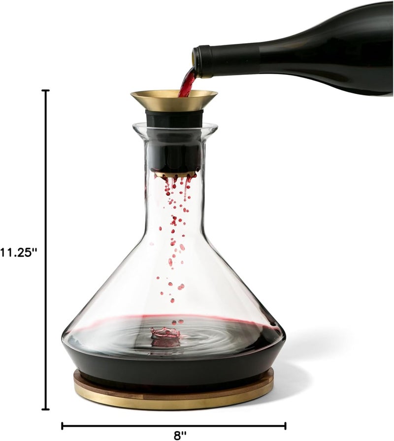 RBT Decanter with Wood Coaster and Micro-Perforated Aerator,Clear - Image 3