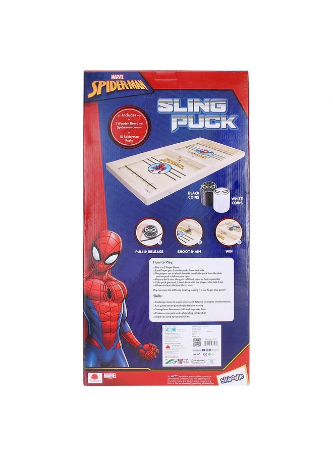 SKOODLE - Skoodle Avengers Sling Puck Game Board String Hockey Toy (Spider Man) Portable Table Interactive Board Game for Kids & Adults, Desktop Board Game for All Age Group - Image 1