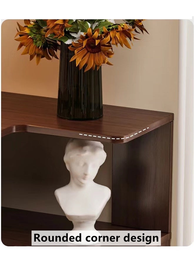 كوتيس مكتبة زاوية من كوتيس بخمسة طوابق، رف خشبي للكتب، وحدة تخزين للعرض، أثاث مكتبي لغرفة المعيشة، 60 × 60 × 162 سم - Image 4