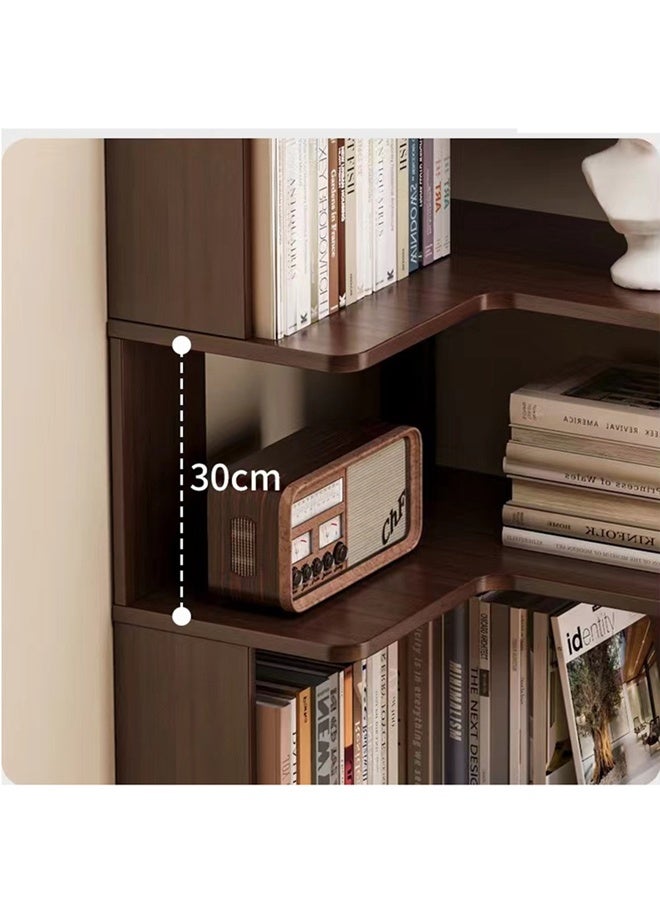 كوتيس مكتبة زاوية من كوتيس بخمسة طوابق، رف خشبي للكتب، وحدة تخزين للعرض، أثاث مكتبي لغرفة المعيشة، 60 × 60 × 162 سم - Image 5