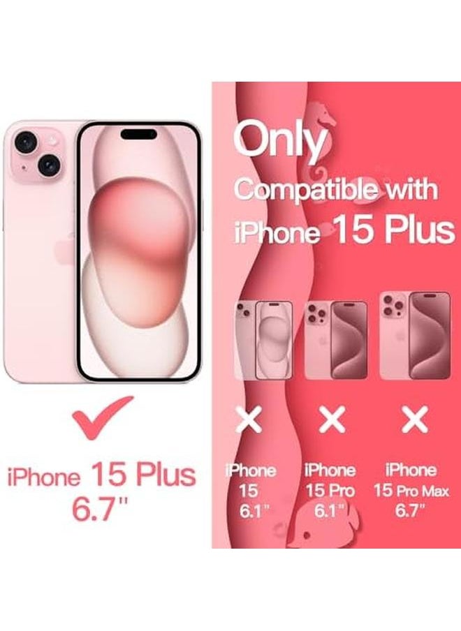 Jetech Case For Iphone 15 Plus 6.7 Inch Wave Frame Curly Shape Shockproof Phone Cover For Women And Girls Clear Hard Pc Back Pink  - Image 2