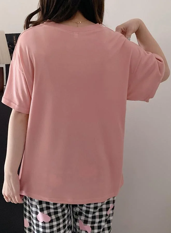 تايك تو مجموعة من شورت وتيشيرت كاروهات بطبعة قلب مقاس كبير