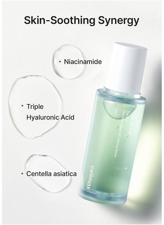 celimax The Real Cica Niacinamide Ac Calming Serum With Hyaluronic Acid Redness Relief Moisturizing Soothing & Restoring Serum Mild Formula For Sensitive 40Ml  - Image 4