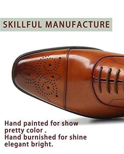 FRASOICUS Latest Model Men Dress Shoes Formal Oxford Office Genuine Leather Shoes Brown - Image 4