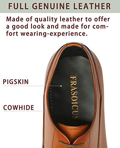 FRASOICUS Latest Model Men Dress Shoes Formal Oxford Office Genuine Leather Shoes Brown - Image 5