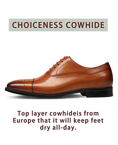 FRASOICUS Latest Model Men Dress Shoes Formal Oxford Office Genuine Leather Shoes Brown - Image 2