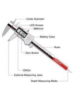 Generic Digital Calipers, IP54 Electronic Caliper Measuring Tool Micrometer Stainless Steel 6 inch /150 mm Vernier Caliper Ruler Woodworking Measure Tool with LCD Display  - Image 5