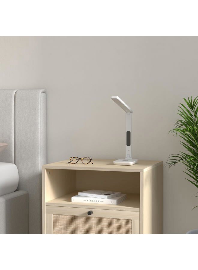 poukaran LED Desk Lamp with Wireless Charger, USB Charging Port, Office Table Lamp with Clock, Alarm, Date, Temperature for Home Office, White - Image 2