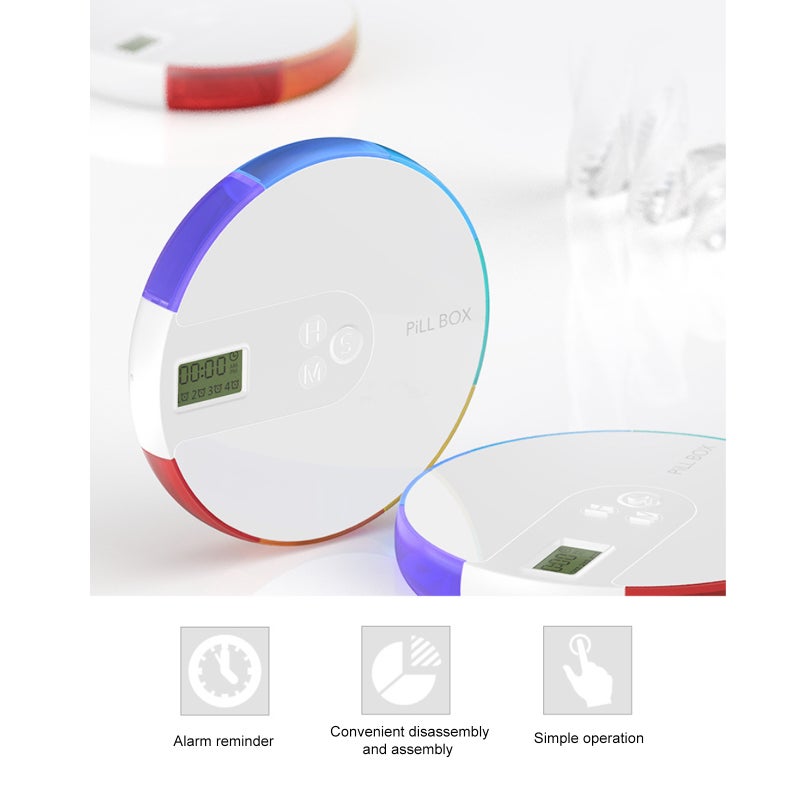 Electronic Pill Box with Smart Reminder Portable 7 Grids Weekly Pill Organizer with Timer 12/24 Hour Clock 4 Alarm Clocks Waterproof Food-Grade Material for Pills Capsules - Image 5