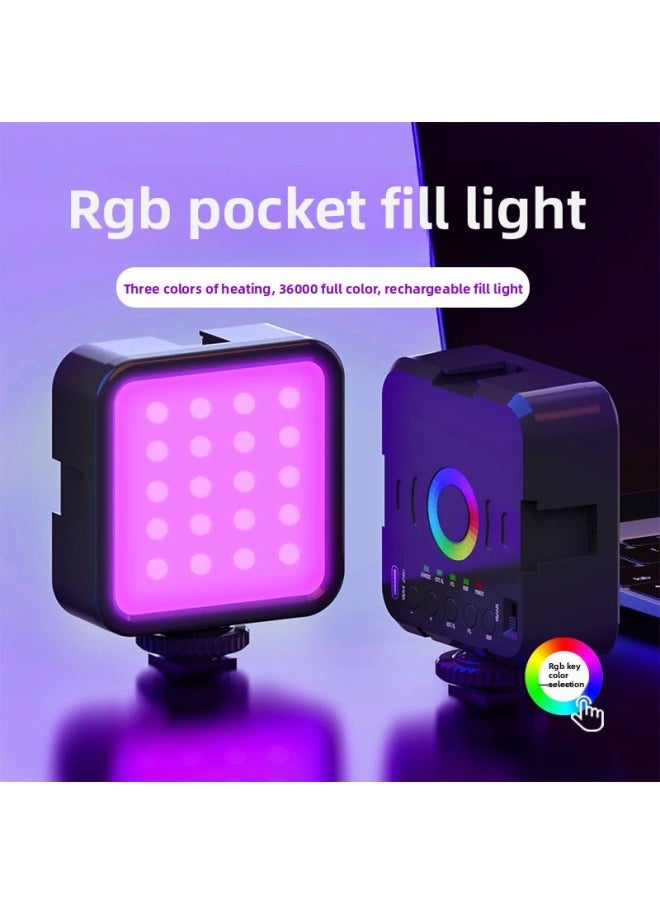 Generic - [Explosions] Support Labeling Live LED Portable Small Pocket Light Full Color RGB Photography Light-Specifications:W70 (full Color Rgb) + Clip - Image 1