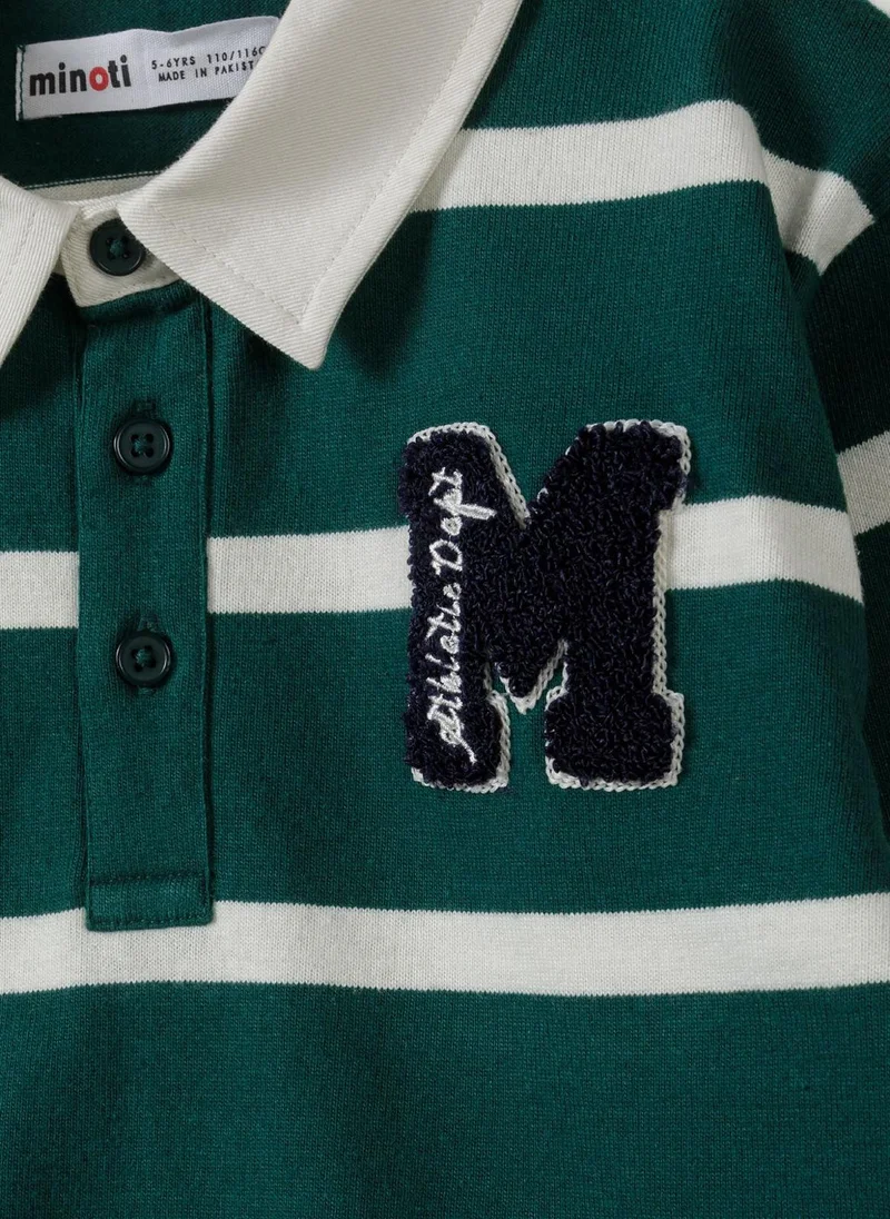 MINOTI Kids Boys Long Sleeve Rugby Shirt with Chest Print