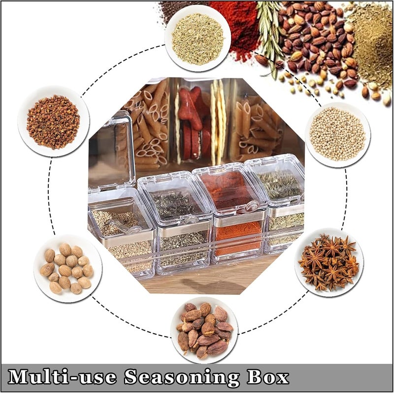 EOREA 4-Piece Condiment Containers with Lids, Spices Box and Seasonings sets for Salt, Sugar,Pepper-Sugar Container with Spoons Lids Ideal for Countertop Seasoning Organizer, Topping Containers - Image 3