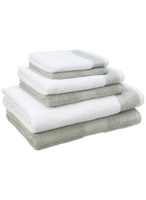 Modern Threads 600 GSM 6Piece Towel Set with Filgree Jacquard Border Sage