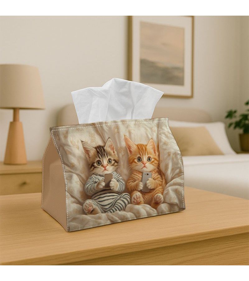 Cute Artistic Animals Decorative Tissue Box Kitten Cat 18cm Home Kitchen Bathroom - Image 1
