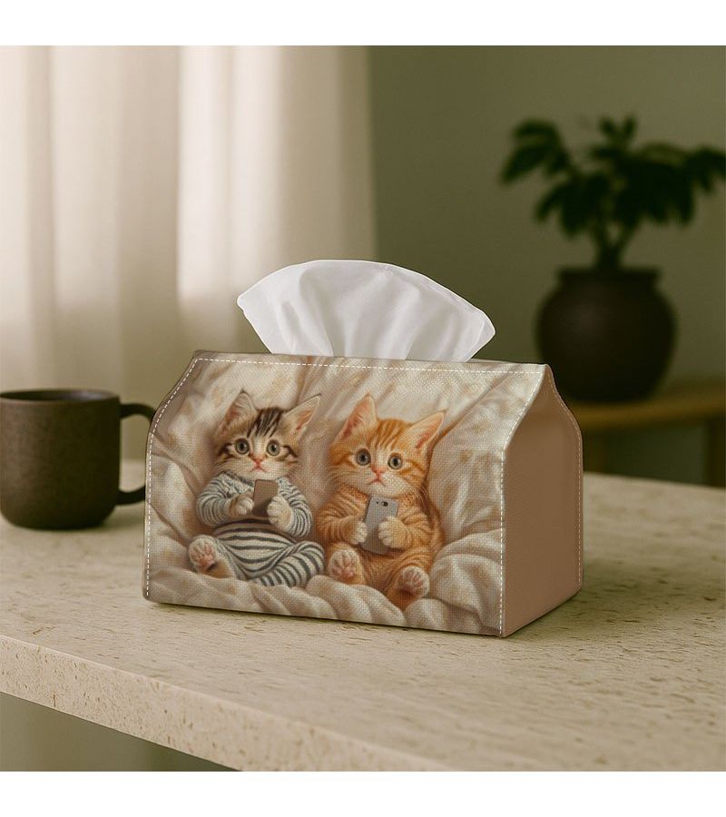Cute Artistic Animals Decorative Tissue Box Kitten Cat 18cm Home Kitchen Bathroom - Image 2