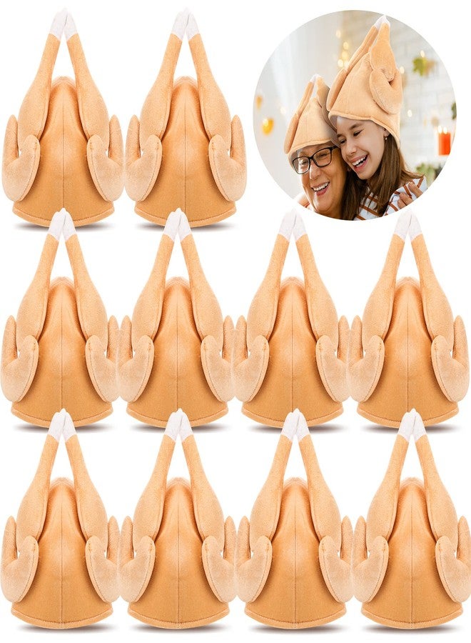 Hanaive 10 Pieces Thanksgiving Turkey Hats Bulk Turkey Hats for Dress-up Party Plush Turkey Hat Party Supplies(Classic Style) - Image 1