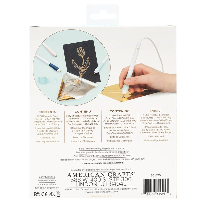 We R Memory Keepers Foil Quill Tool Freestyle Starter Kit, Includes Fine, Standard, and Bold Tip Pens, Foil Rolls in Gold, Silver, Copper, and Placement Tape DIY Scrapbooks, Journals, Planners, Cards - Image 3