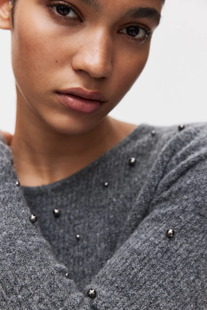 H&M Bead-embellished peplum top