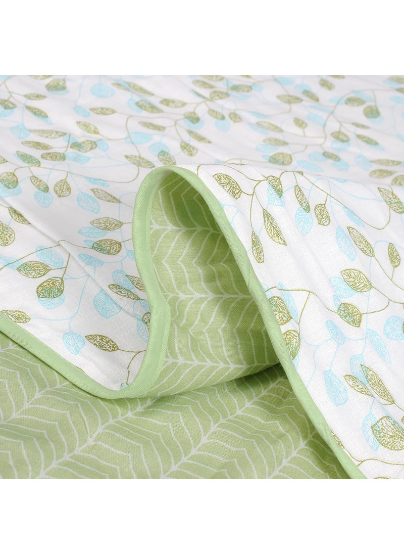 Story@Home Story@Home Dohar Double Bed | 100% Cotton Blanket | 150GSM Quilt | 225 x240 cm Reversible Dohar | Soft AC Dohar Double Bed | Olive Green & White Blanket | Abstract Design Duvet | Ideal for Gifting  - Image 5
