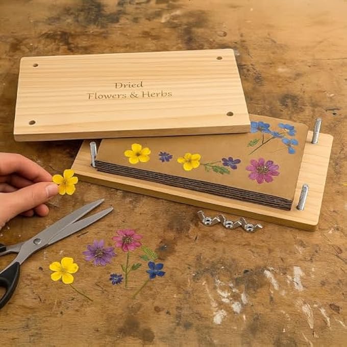 FLOWER PRESS KIT - WOODEN PRESSING DIY ARTS AND CRAFTS FOR ADULTS, KIDS, NATURE-LOVING CREATORS, FLORAL LEAF HERB BLOOM PRESSER GIFT 14.1 X 23CM - Image 5
