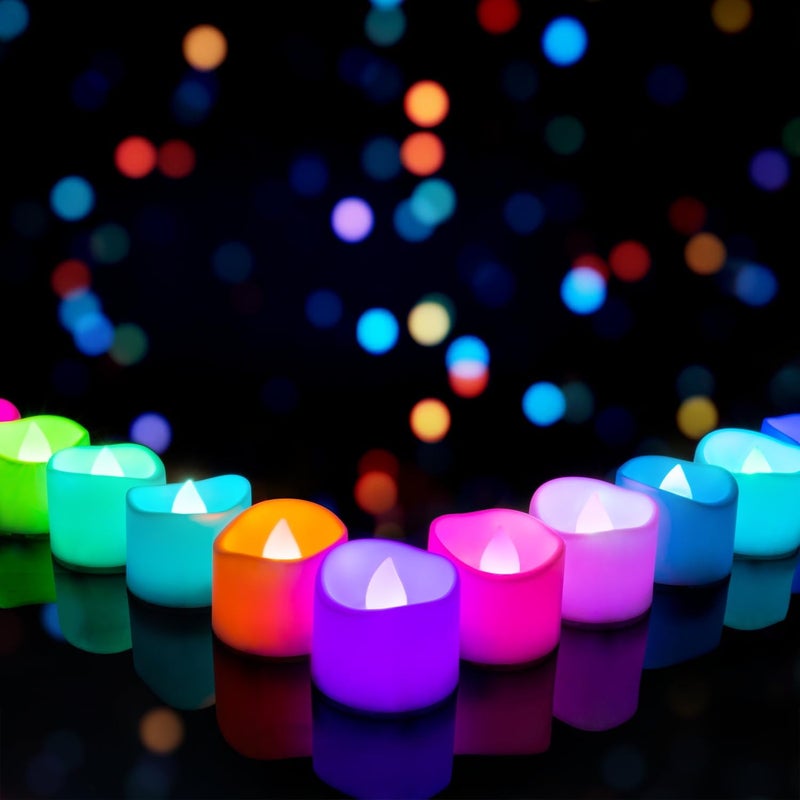 Homemory 24-Pack 7-Color Changing LED Tealight Candles - Battery Operated Fake Candles for Events and Decor - Image 1