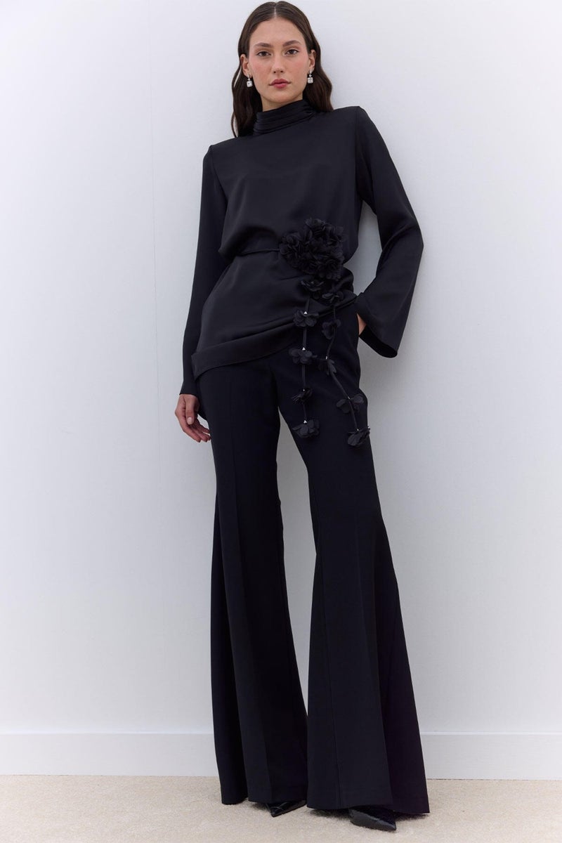 Manuka Satin Wide Sleeve Tunic Black  - Image 1