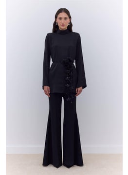 Manuka Satin Wide Sleeve Tunic Black  - Image 2
