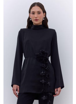 Manuka Satin Wide Sleeve Tunic Black  - Image 3