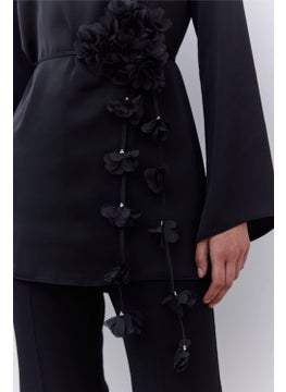 Manuka Satin Wide Sleeve Tunic Black  - Image 5