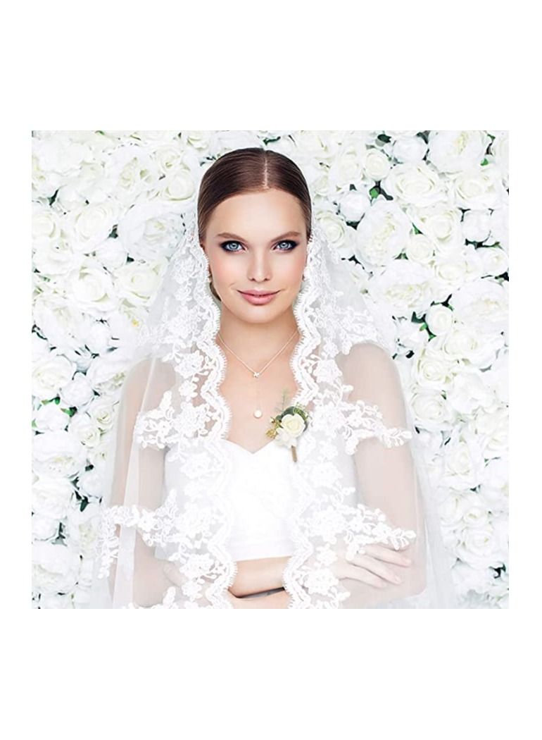 SYOSI Boutonniere for Wedding, 4Pcs White Rose Boutonnieres, Wedding Bride and Groom, Best Man Bridesmaid Corsage, Flower Wedding Party Prom Groomsmen Suit Artificial Flowers Ivory Roses Decorations - Image 2