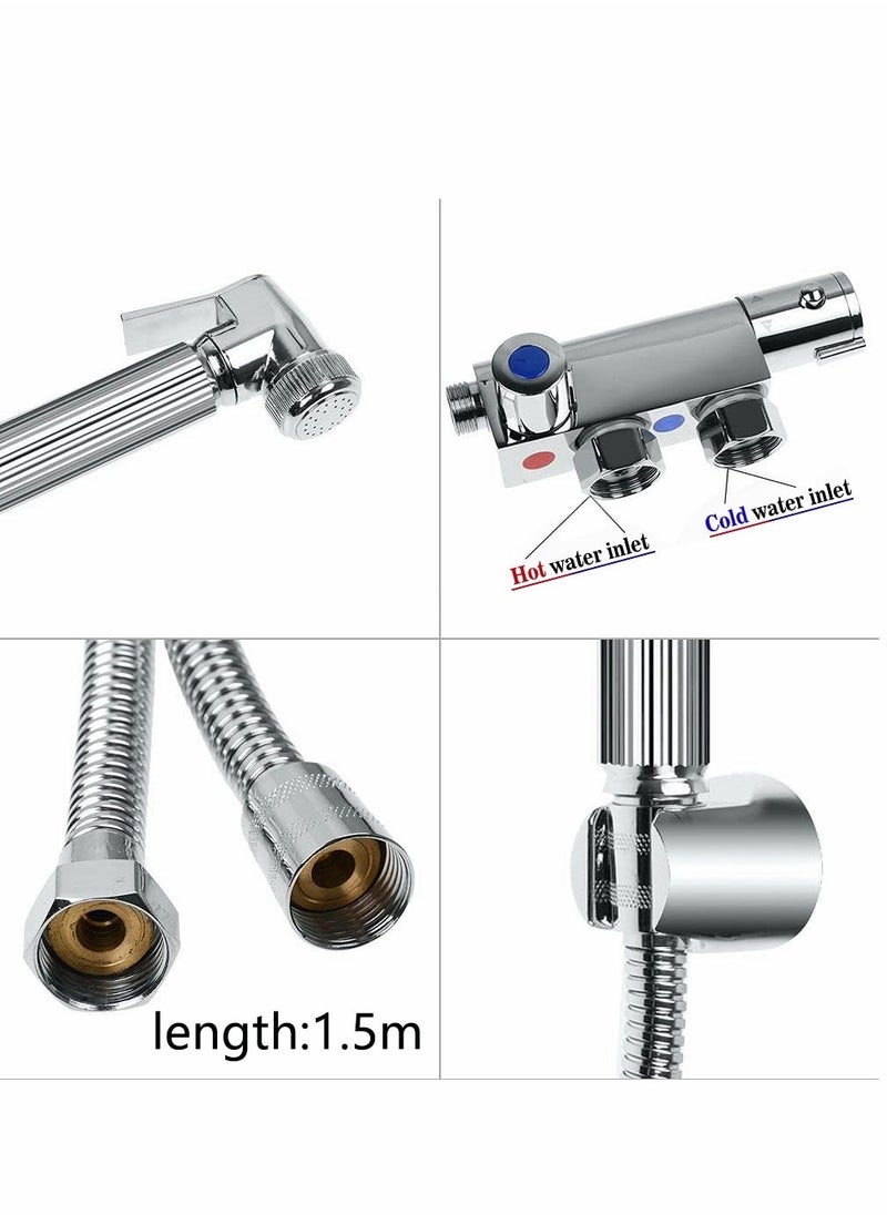 Generic Toilet Bidet Douche Spray, Bathroom Solid Brass Thermostatic Douche Kit, Handheld Douche Spray Shower Kit Bidet Sprayer for Toilet hot and Cold Water with Hose  - Image 5