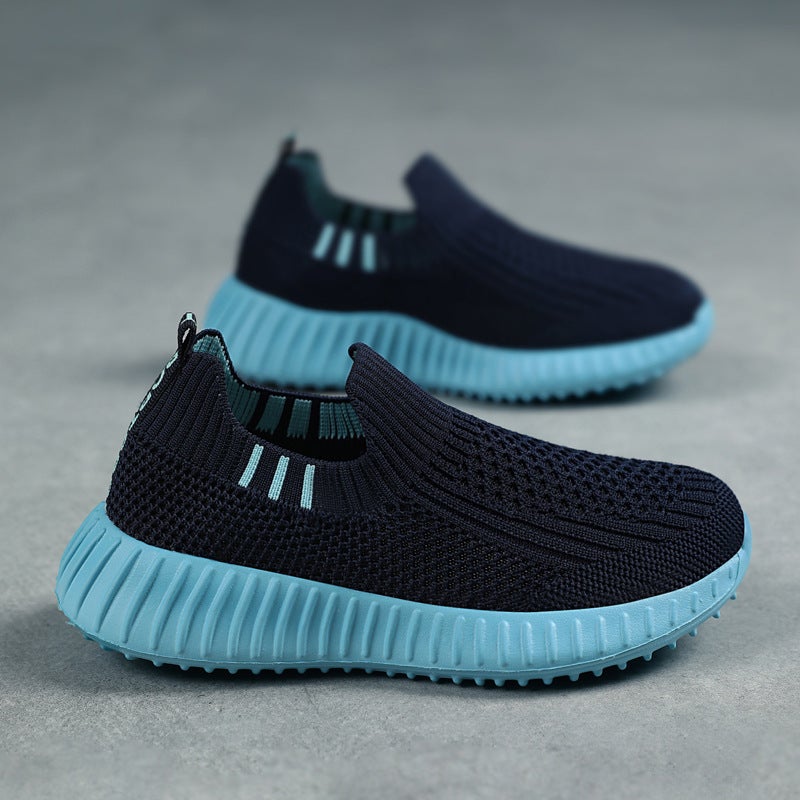 Boys' Slip-On Sports Shoes Single Mesh Breathable Medium And Large Children'S Girls' Lightweight Soft-Soled Children'S Running Shoes - Image 2