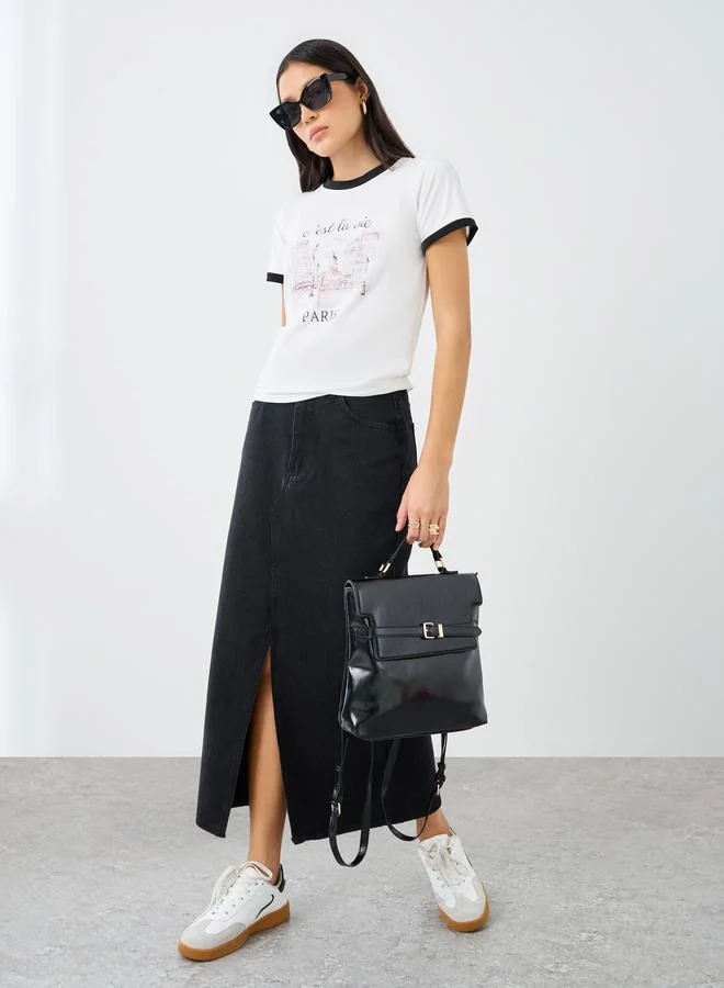 Styli Styli Graphic Print Short Sleeve T-Shirt