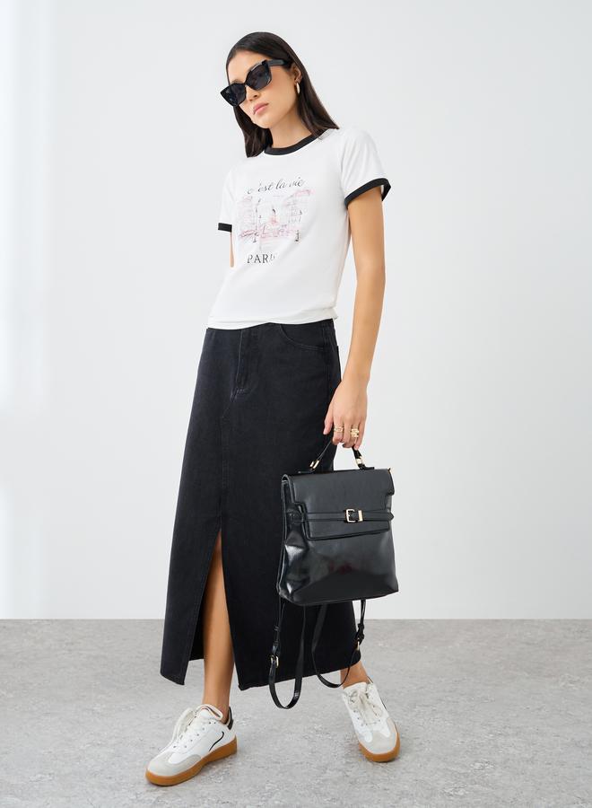 ستايلي تيشيرت بأكمام قصيرة وطبعة جرافيك - Image 4