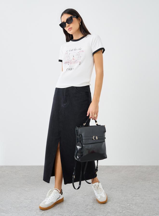 ستايلي تيشيرت بأكمام قصيرة وطبعة جرافيك - Image 3