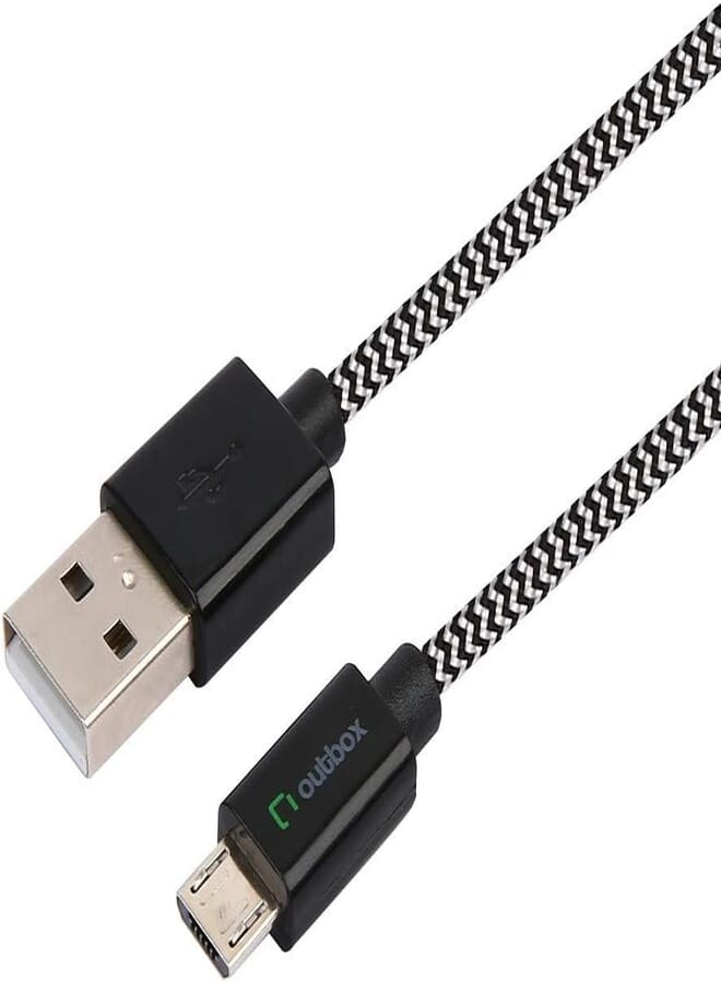Outbox Micro to USB Charge and Data Cable, 2.4 A, 1.2 Meters - Black
