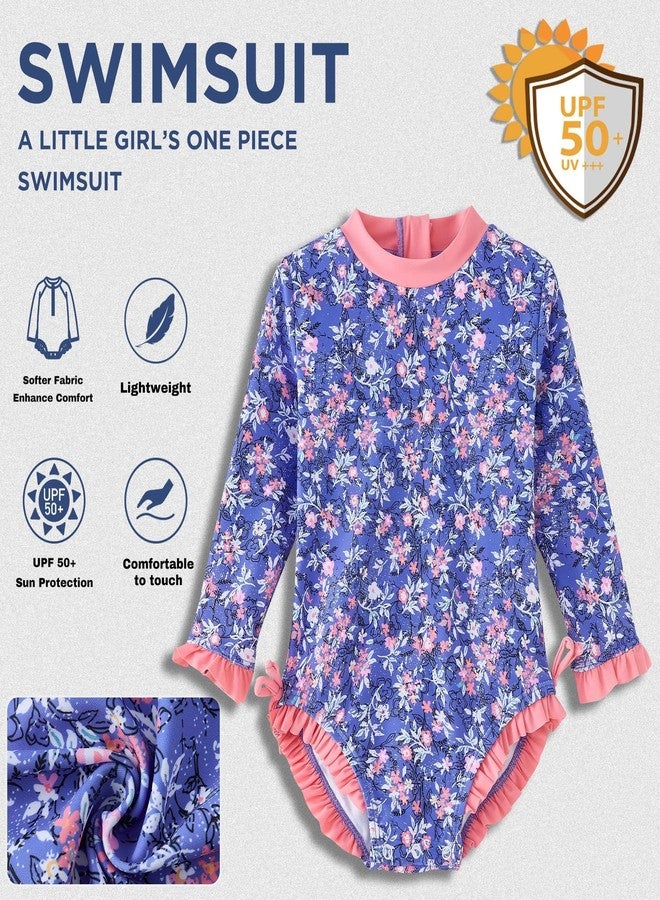 UMELOK Baby Girl Rash Guard Swimsuit One Piece Infant Rashguard Swimwear UPF 50+ Sun Protection Bathing Suit Ruffle Light Purple, Floral 12-18M - Image 3
