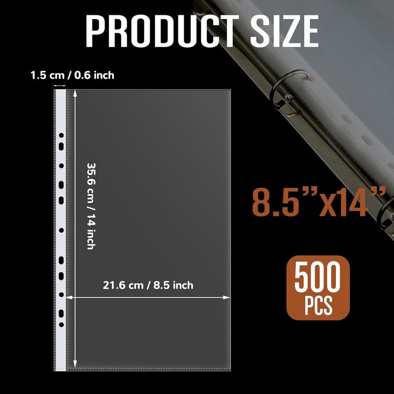 Gilprop 500 Pack of 8.5x14 Inch Heavyweight Clear Sheet Protectors Page Protectors Plastic Protector Sheets with White Edge Plastic Legal Paper Sleeves for Binders Documents Photos - Image 2