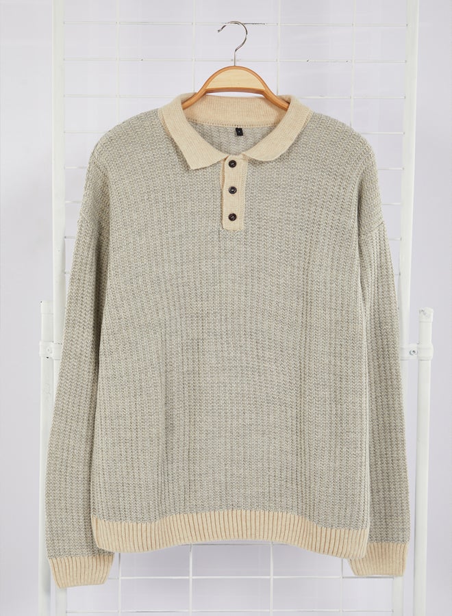 trendyol Stone Casual Regular Polo Neck Textured Knitwear Sweater - Image 5