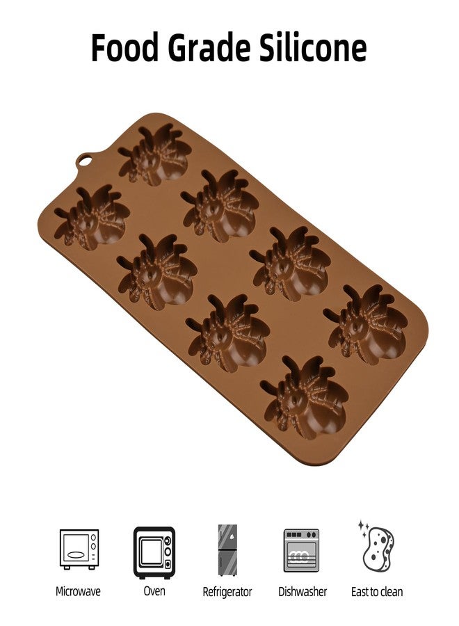 EDUEE Spider Chocolate Molds Halloween Silicone Molds 2pcs for Candy, Ice Cube, Soap, Cupcake Decoration - Image 3
